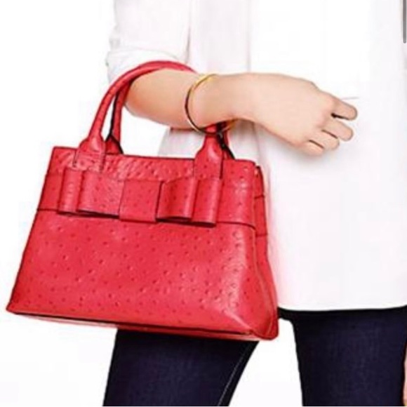 NEW $428 Kate Spade New York Provence Pink Bag Ostrich Leather Desert Rose - Picture 3 of 7